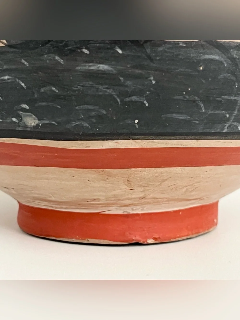 Vintage Mexican Tonala Hand Painted Pottery Vase w/Handles Floral Black Orange
